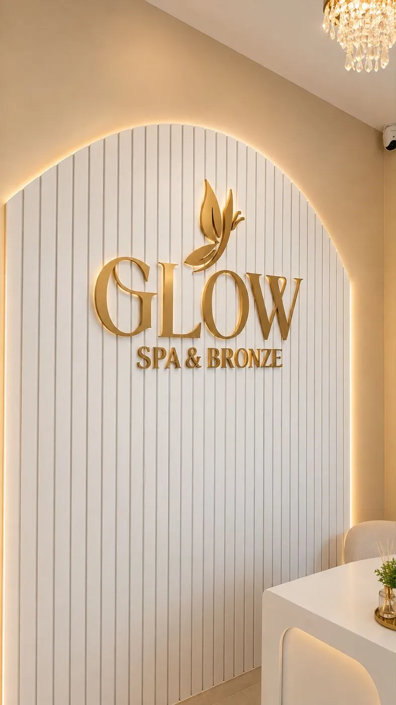 Letreiro da Glow Spa & Bronze